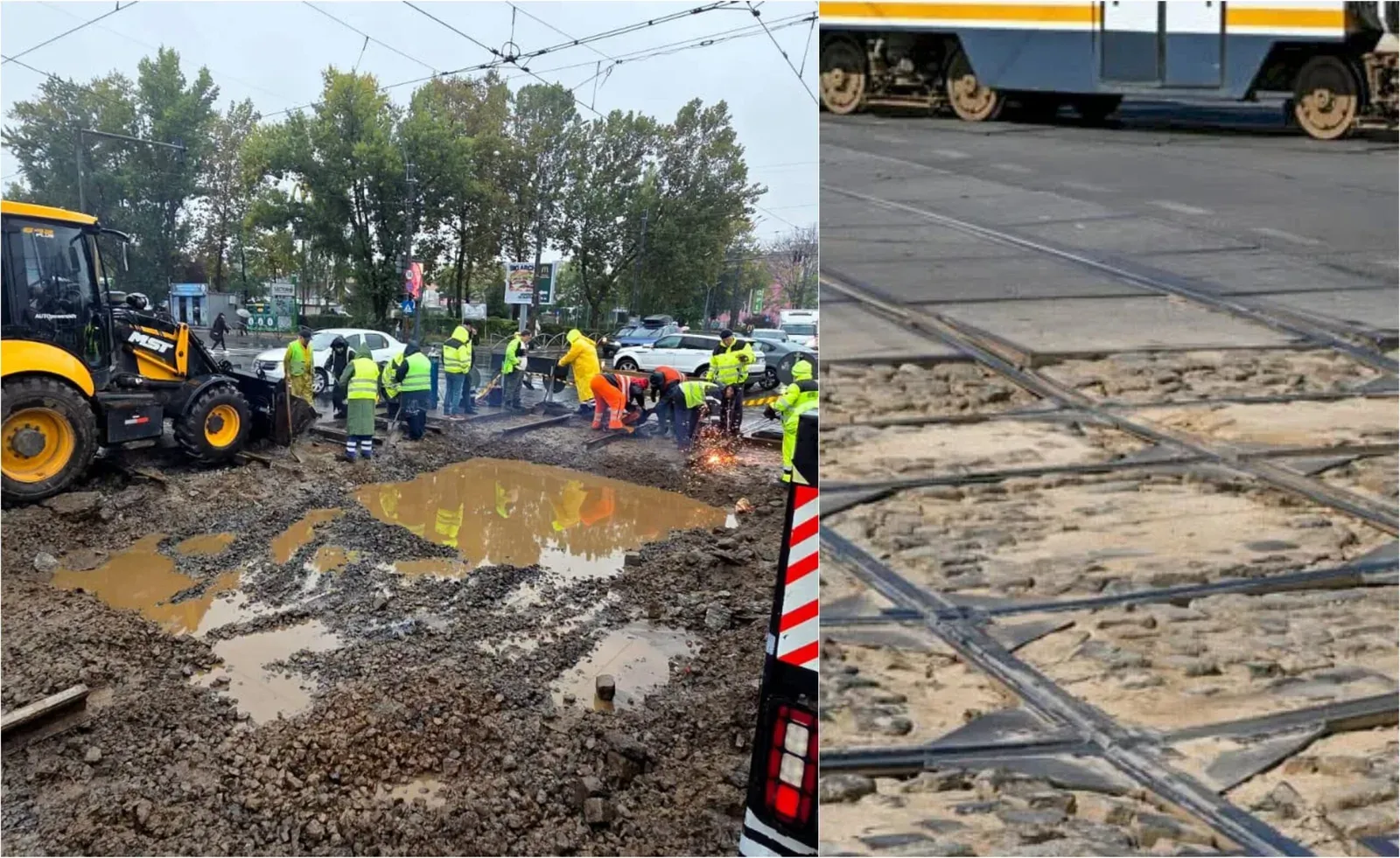 Lucrări la șinele de tramvai din intersecția Calea Rahovei cu Șoseaua Progresul. Trasee modificate până duminică